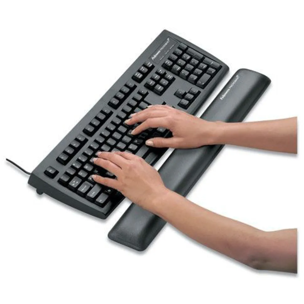 Fellowes Mfg Co. 18.37 x 2.75 Keyboard Wrist Support with Microban Protection - Graphite