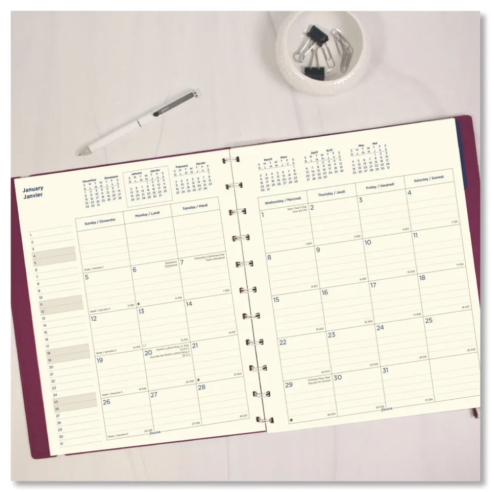 Filofax 17-Month: Aug 2025 to Dec 2026 10.88 in. x 8.5 in. Soft Touch Planner - Fuchsia Cover