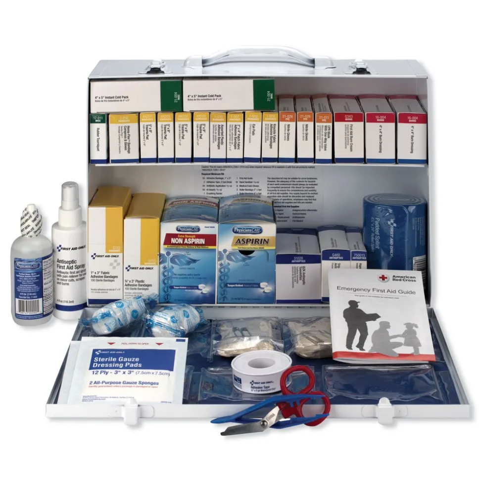 First Aid Only ANSI 2015 Class Bplus Type I and II Industrial First Aid Kit for 75 People with Metal Case (1-Kit)