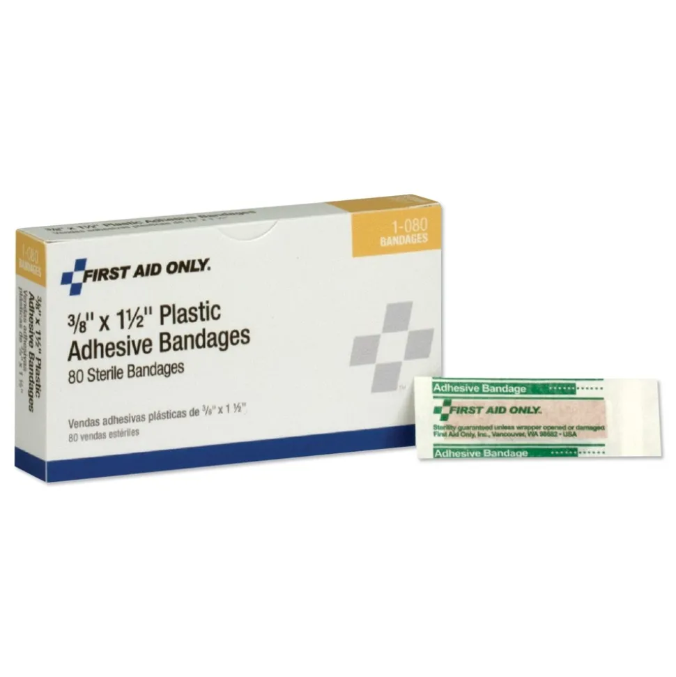 First Aid Only SmartCompliance 0.38 x 1.5 Plastic Bandage (80/Box)