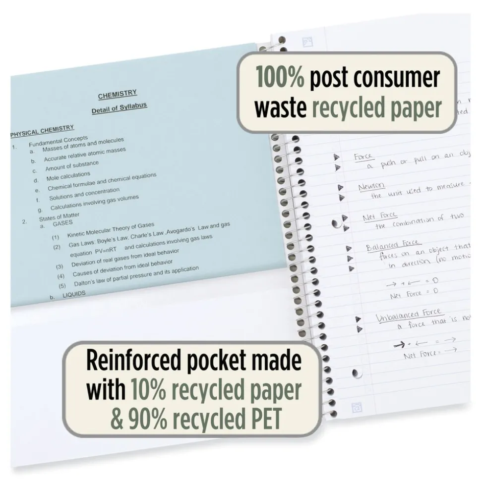 Five Star 11 in. x 8.5 in. Sheets Medium/College Rule 1-Subject Recycled Notebook - Randomly Assorted Cover Color