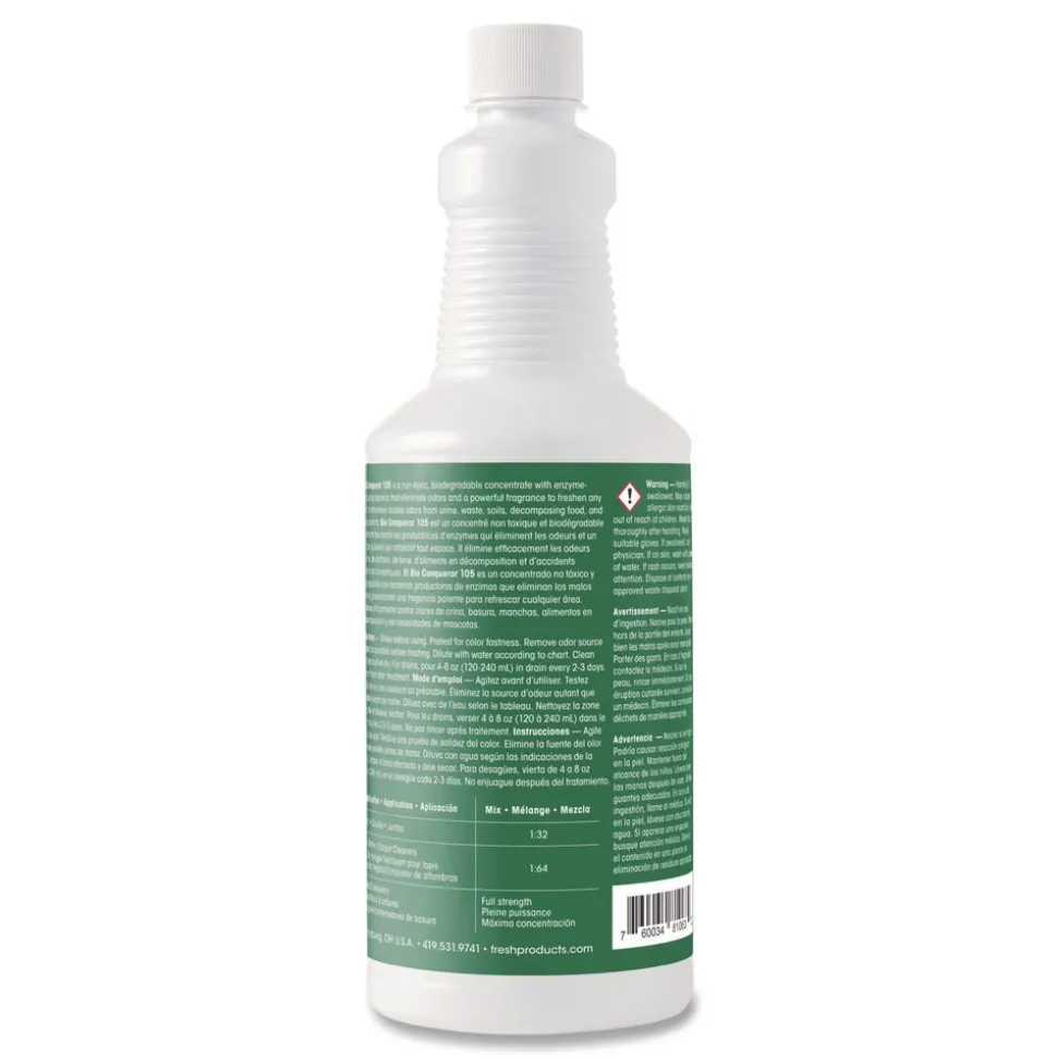 Fresh Products 32 oz. Bio Conqueror 105 Enzymatic Odor Counteractant Concentrate - Mango (12/Carton)