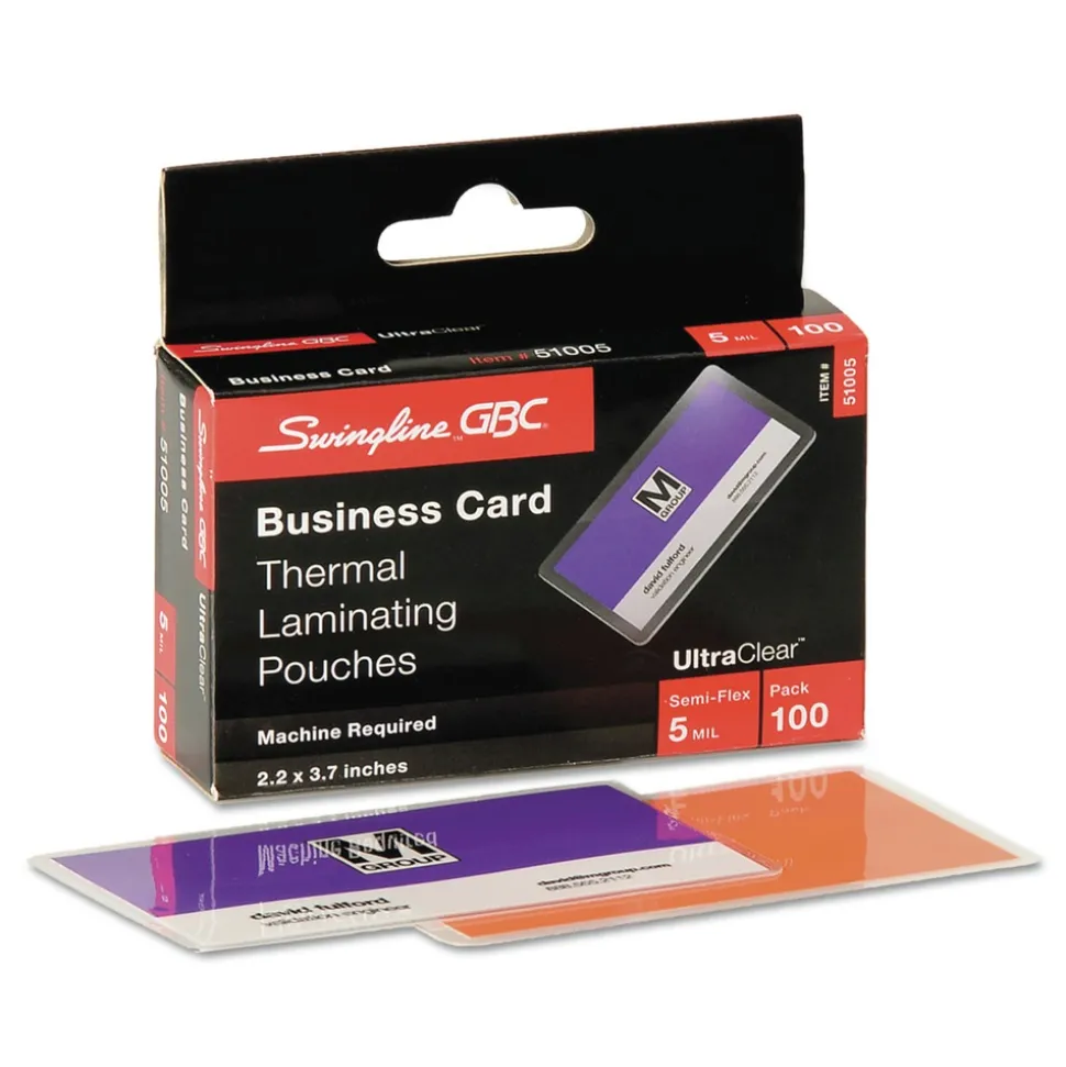 GBC 3.69 in. x 2.19 in. 5 mil UltraClear Thermal Laminating Pouches - Gloss Clear (100/Box)