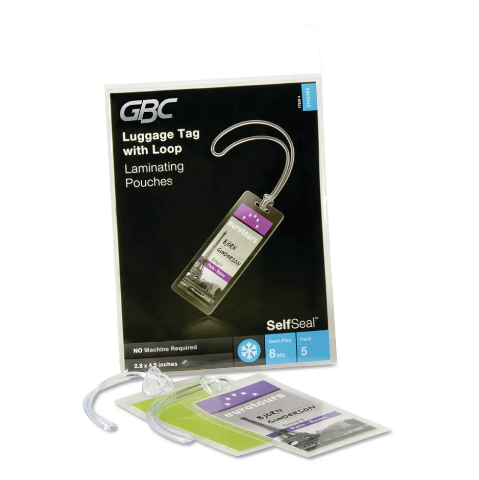 GBC SelfSeal 2.88 in. x 4.63 in. 8 mil Self-Adhesive Laminating Pouches and Single-Sided Sheets - Gloss Clear (5/Pack)