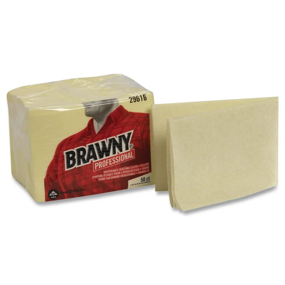 Georgia-Pacific 17 in. x 24 in. Dusting Cloths Quarterfold - Unscented, Yellow (50/Pack, 4-Packs/Carton)