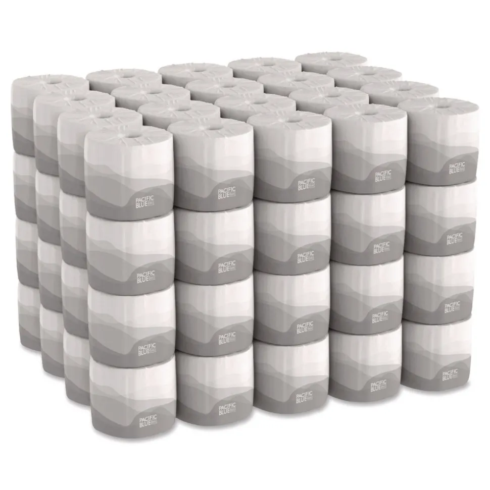 Georgia Pacific Professional 19881/01 1-Ply Pacific Blue Basic Embossed Septic Safe Bathroom Tissue - White (80 Rolls/Carton)