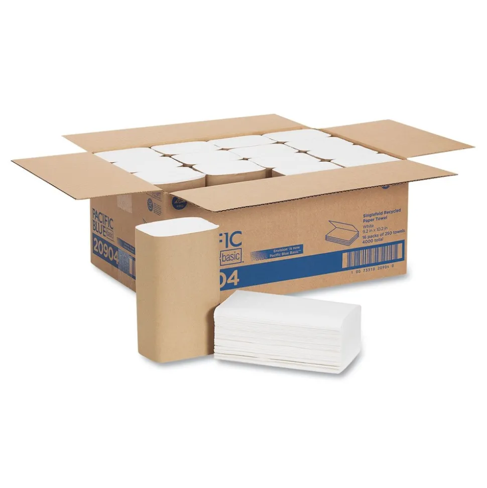 Georgia Pacific Professional 10.25 in. x 9.25 in. 1-Ply Pacific Blue Basic S-Fold Paper Towels - White (4000/Carton)