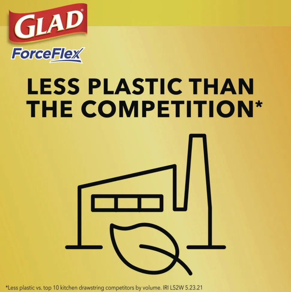Glad ForceFlex 24 in. x 27.38 in. 13 Gallon Kitchen Drawstring Trash Bags - Gain Lavender Scent/White (240/Carton)