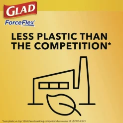 Glad ForceFlex 24 in. x 27.38 in. 13 Gallon Kitchen Drawstring Trash Bags - White Fresh Clean Scent (240/Carton)