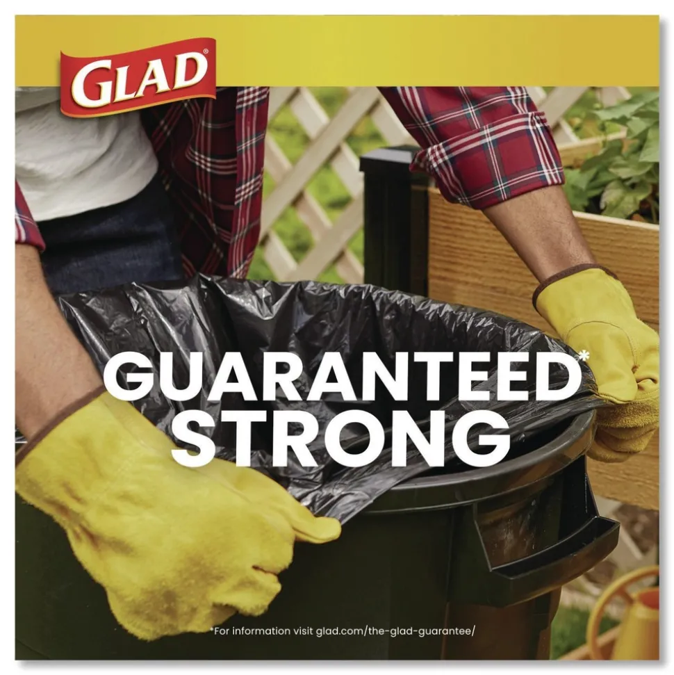 Glad 30 in. x 33 in. 1.05 mil 30 Gallon Three-Ply Drawstring Trash Bags - Black/Large (28/Box)