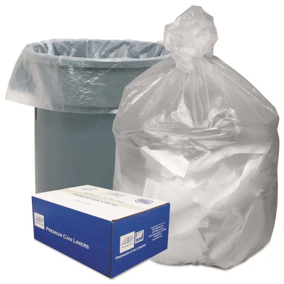 Good 'n Tuff 43 in. x 46 in. 56-Gallon 14 mic. Waste Can Liners - Natural (200/Carton)