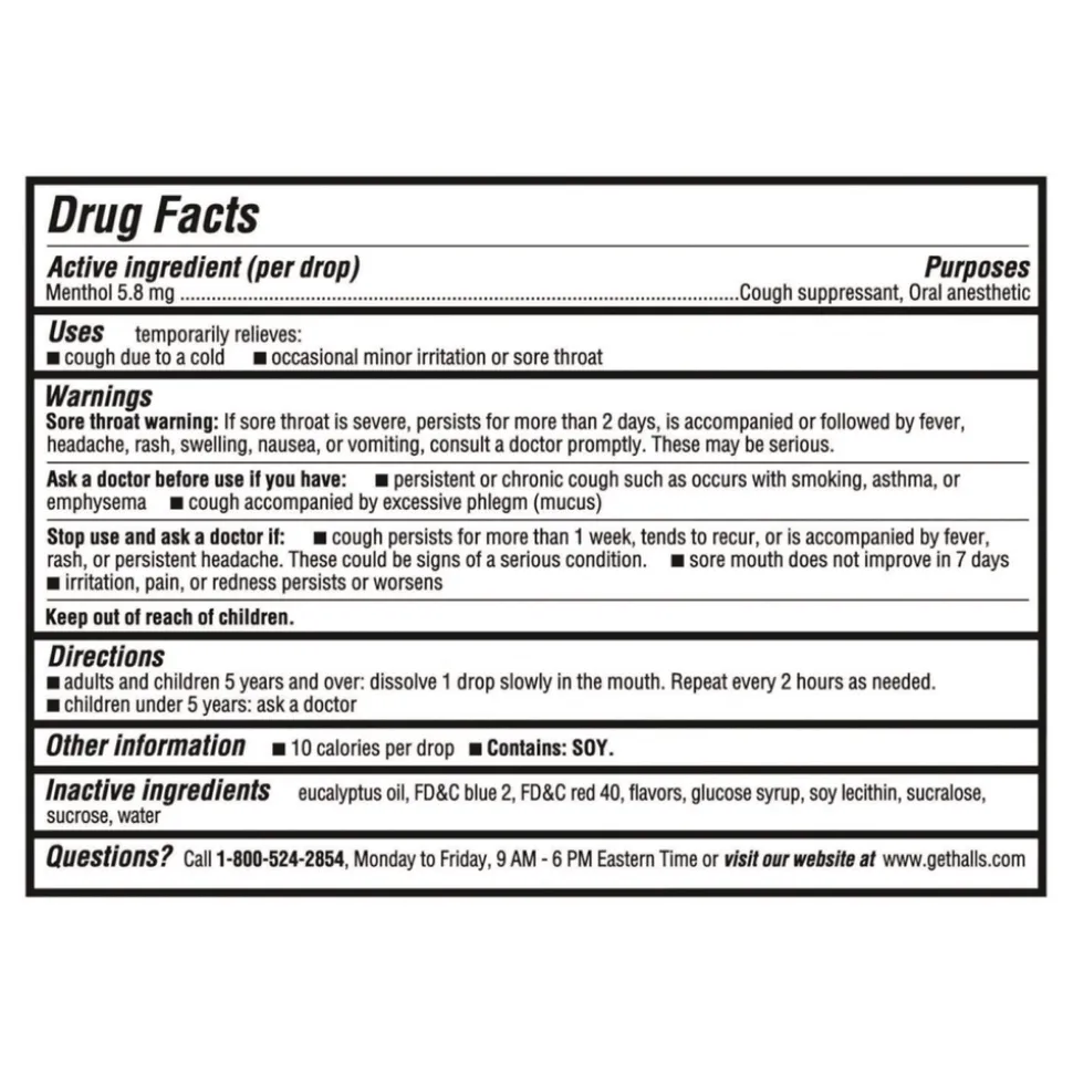 HALLS Triple Action Cough Drops - Cherry (30/Bag, 12 Bags/Box)