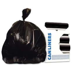 Heritage 43 in. x 47 in. 56 Gallon 2 mil Reprocessed Resin Can Liners - Black (100/Carton)