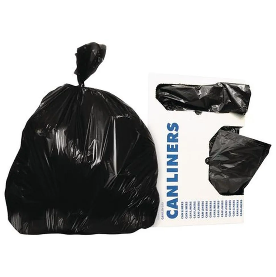 Heritage 43 in. x 47 in. 56 Gallon 2 mil Reprocessed Resin Can Liners - Black (100/Carton)