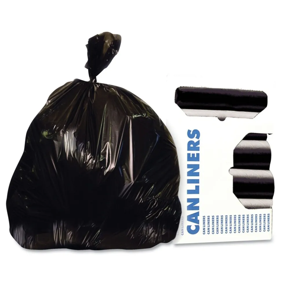 Heritage Low Density 56 Gallon 1.5 mil 43 in. x 47 in. Can Liners - Black (100/Carton)