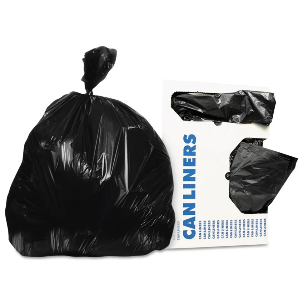 Heritage Low-Density 55 Gallon 1.5 mil 36 in. x 58 in. Repro Can Liners - Black (100/Carton)