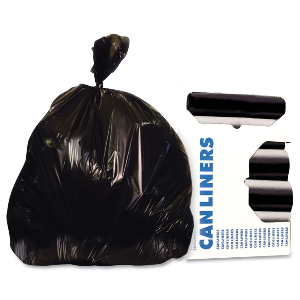 Heritage X8046QK 45 Gallon 2 mil 40 in. x 46 in. Low-Density Repro Can Liners - Black (100/Carton)