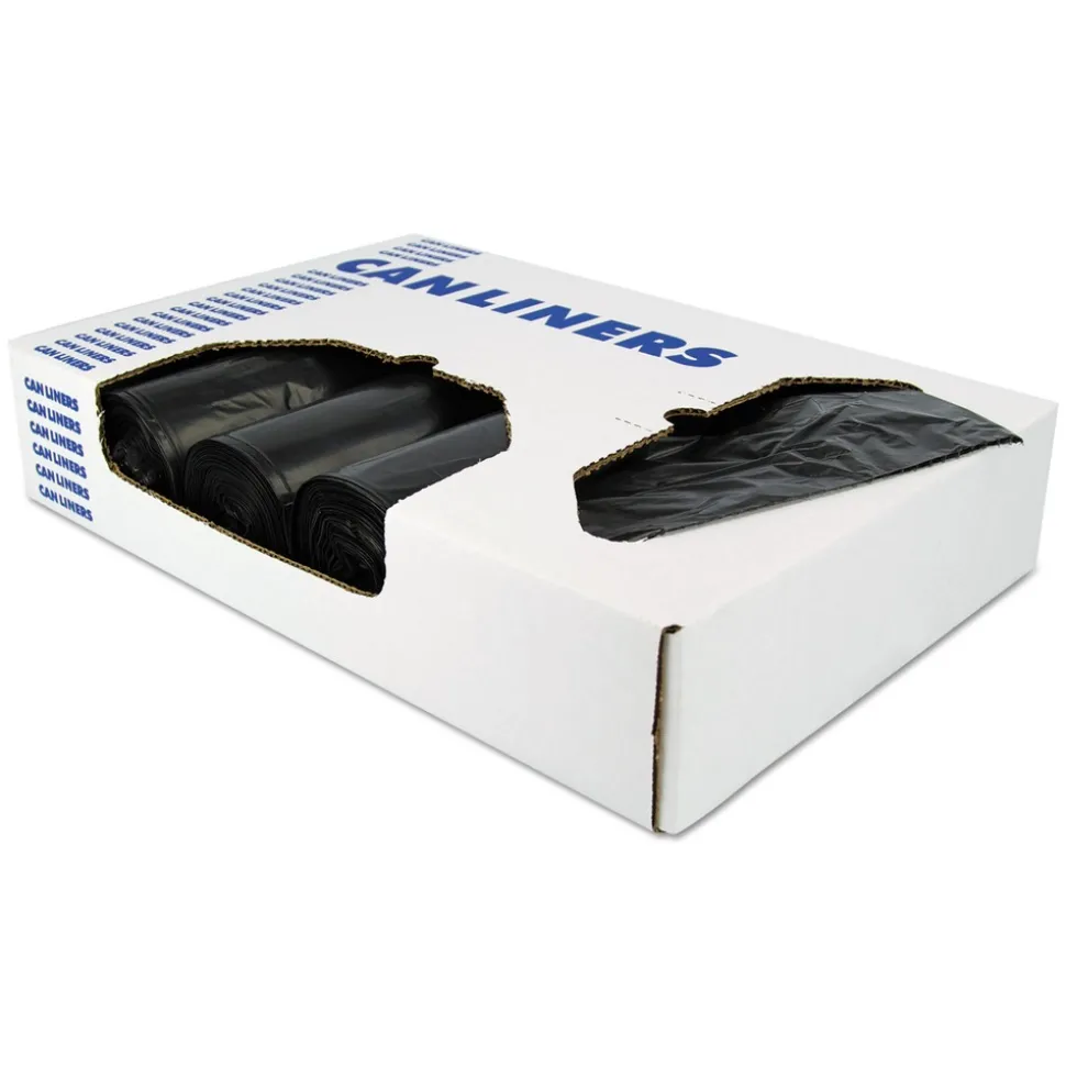 Heritage X8046QK 45 Gallon 2 mil 40 in. x 46 in. Low-Density Repro Can Liners - Black (100/Carton)