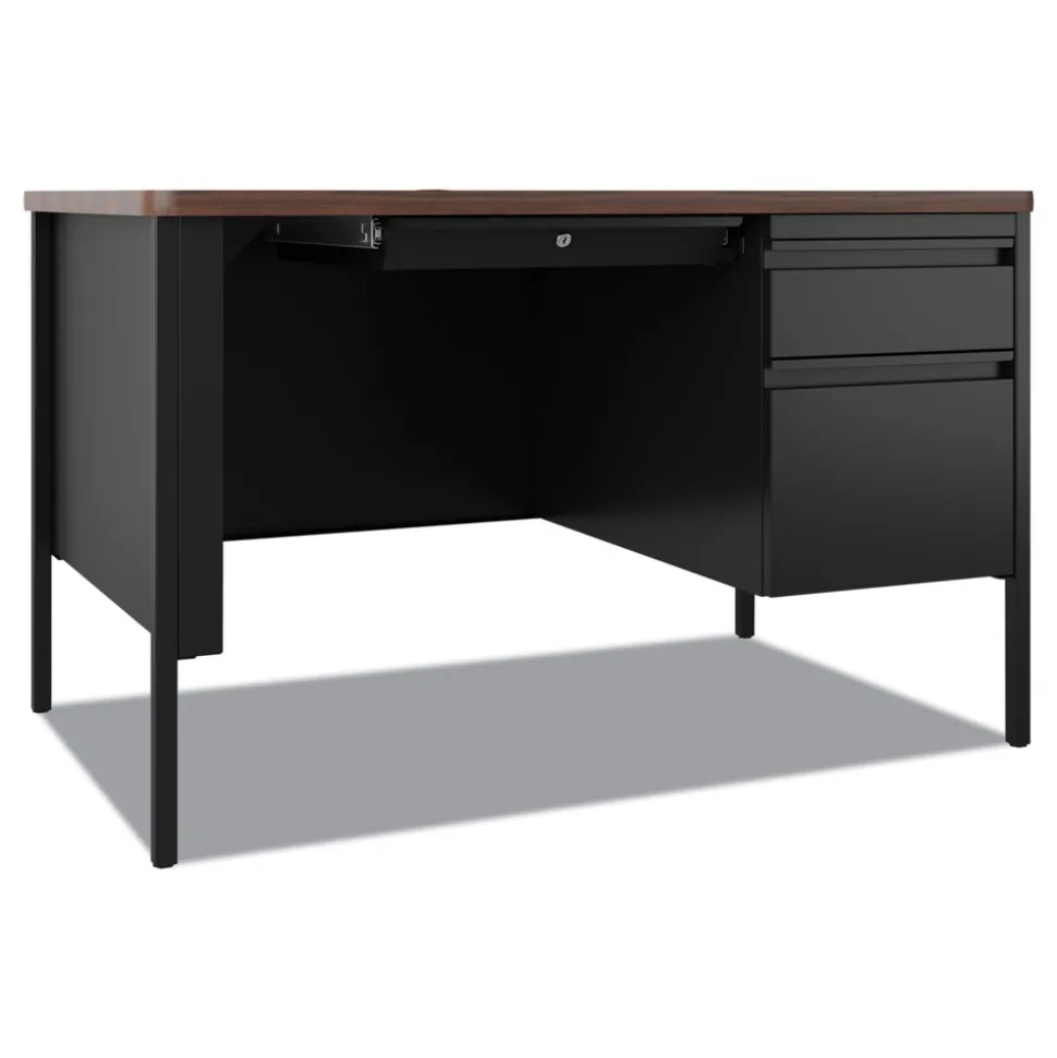 Hirsh Industries 48 in. x 30 in. x 29.5 in. One Right-Hand Pedestal: Box/File Drawers Teachers Pedestal Desks - Walnut/Black
