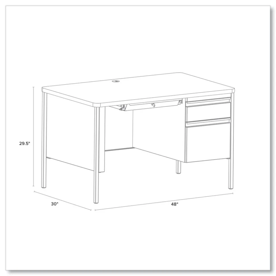 Hirsh Industries 48 in. x 30 in. x 29.5 in. One Right-Hand Pedestal: Box/File Drawers Teachers Pedestal Desks - White/Platinum