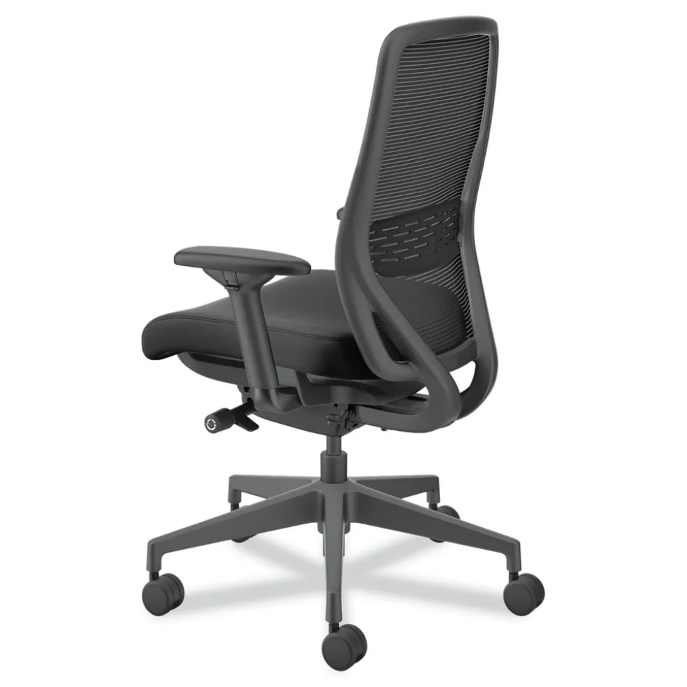 HON Nucleus Series 16.63 to 21.13 Seat Height Supports Up to 300 lb Recharge Task Chair - Black Seat/Back, Black Base