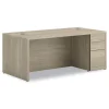 HON 10500 Series 72 in. x 36 in. x 29.5 in. Single Full-Height Pedestal Desk - Kingswood Walnut