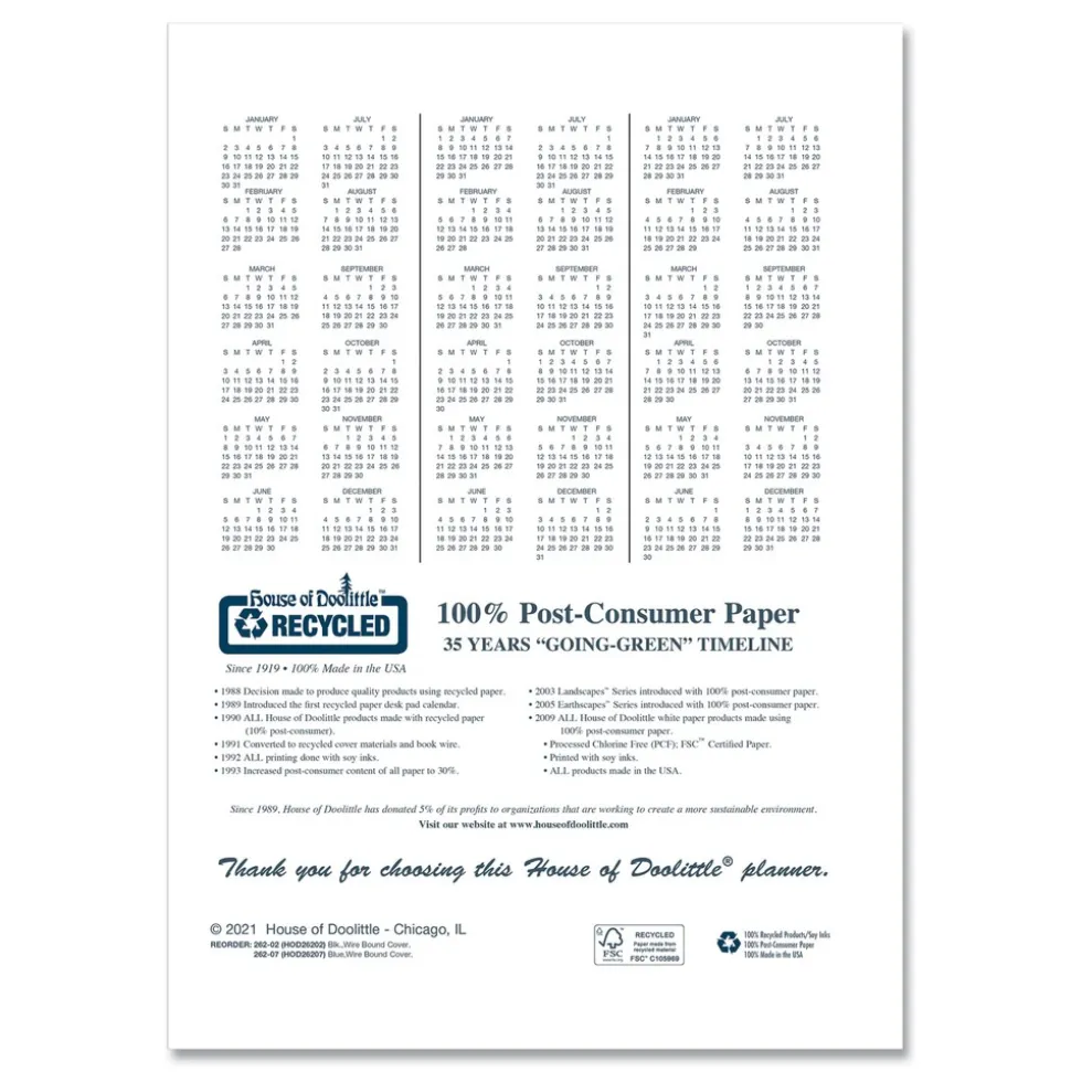 House of Doolittle 11 in. x 8.5 in. 14-Month (Dec 2025-Jan 2027) Recycled Ruled Monthly Planner - Black Cover