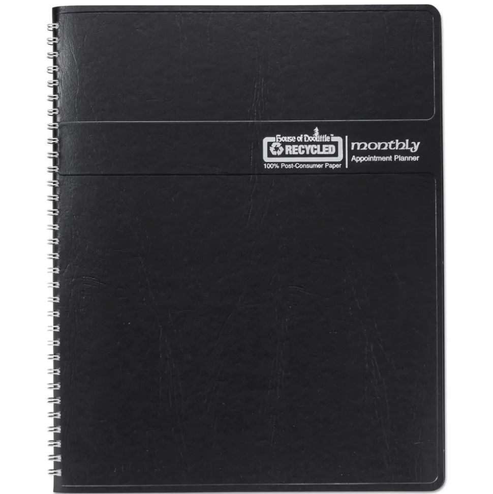 House of Doolittle 11 in. x 8.5 in. 14-Month (Dec 2025-Jan 2027) Recycled Ruled Monthly Planner - Black Cover