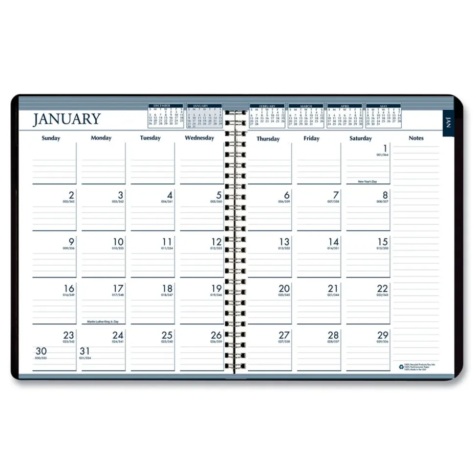 House of Doolittle 8.75 in. x 6.88 in. 12-Month (Jan-Dec 2026) Recycled 7-Day Planner - Black Cover