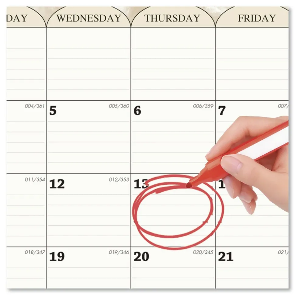 House of Doolittle 14.88 in. x 12 in. 12-Month (Jan-Dec 2026) Recycled Monthly Horizontal Wall Calendar - White/Sand Sheets