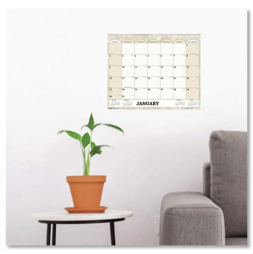 House of Doolittle 14.88 in. x 12 in. 12-Month (Jan-Dec 2026) Recycled Monthly Horizontal Wall Calendar - White/Sand Sheets