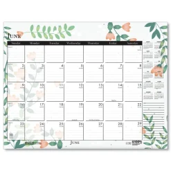 House of Doolittle 22 in. x 17 in. 12-Month (Jan-Dec) 2026 Recycled Desk Pad Calendar - Wild Flowers Artwork
