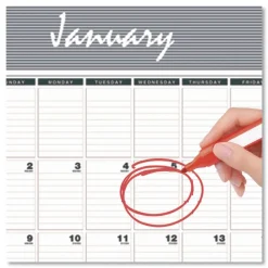 House of Doolittle 12 in. x 17 in. 12-Month (Jan-Dec 2026) Bar Harbor Recycled Wirebound Monthly Wall Calendar - White/Blue/Gray Sheets