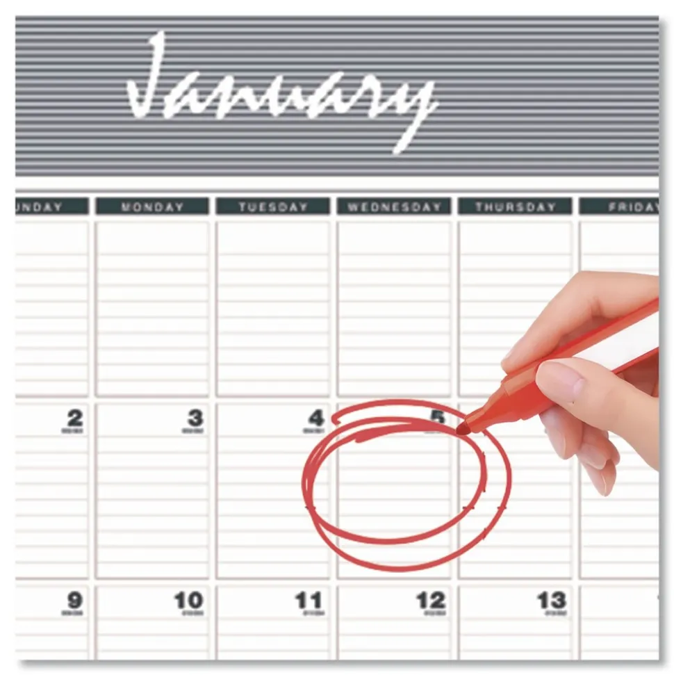 House of Doolittle 12 in. x 17 in. 12-Month (Jan-Dec 2026) Bar Harbor Recycled Wirebound Monthly Wall Calendar - White/Blue/Gray Sheets