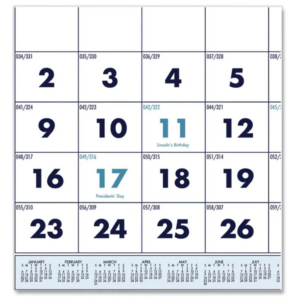 House of Doolittle 14-Month: Dec 2025 to Jan 2027 8 in. x 17 in. Vertical Orientation Recycled Three-Month Format Wall Calendar - White Sheets