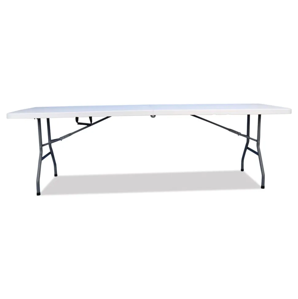 Iceberg 94.5 in. x 29.9 in. x 30 in. Bifold Rectangular Resin Folding Table - White Granite Top/Gray Base/Legs (2/Pack)