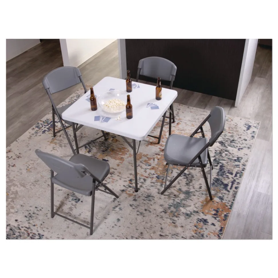 Iceberg Rough n Ready 18 in. Seat Height Commercial Folding Chair Supports Up to 350 lb - Charcoal Seat/Back/Charcoal Base (4/Pack)