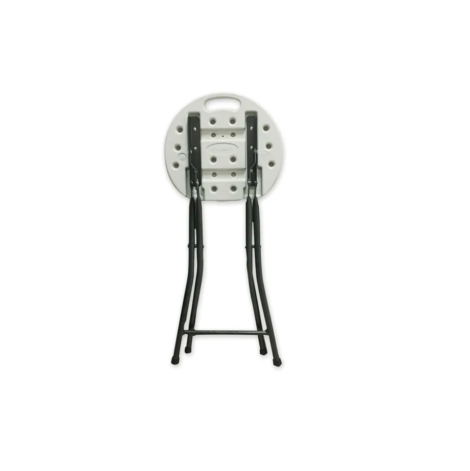 Iceberg Rough n Ready 26 in. Seat Height Backless Folding Stool Supports Up to 300 lb - White Seat/Charcoal Base (4/Carton)