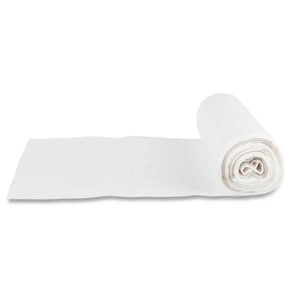 Inteplast Group 10 Gallon 0.35 mil 24 in. x 24 in. Coreless Perforated Roll Low-Density Commercial Can Liners - Clear (50 Bags/Roll, 20 Rolls/Carton)