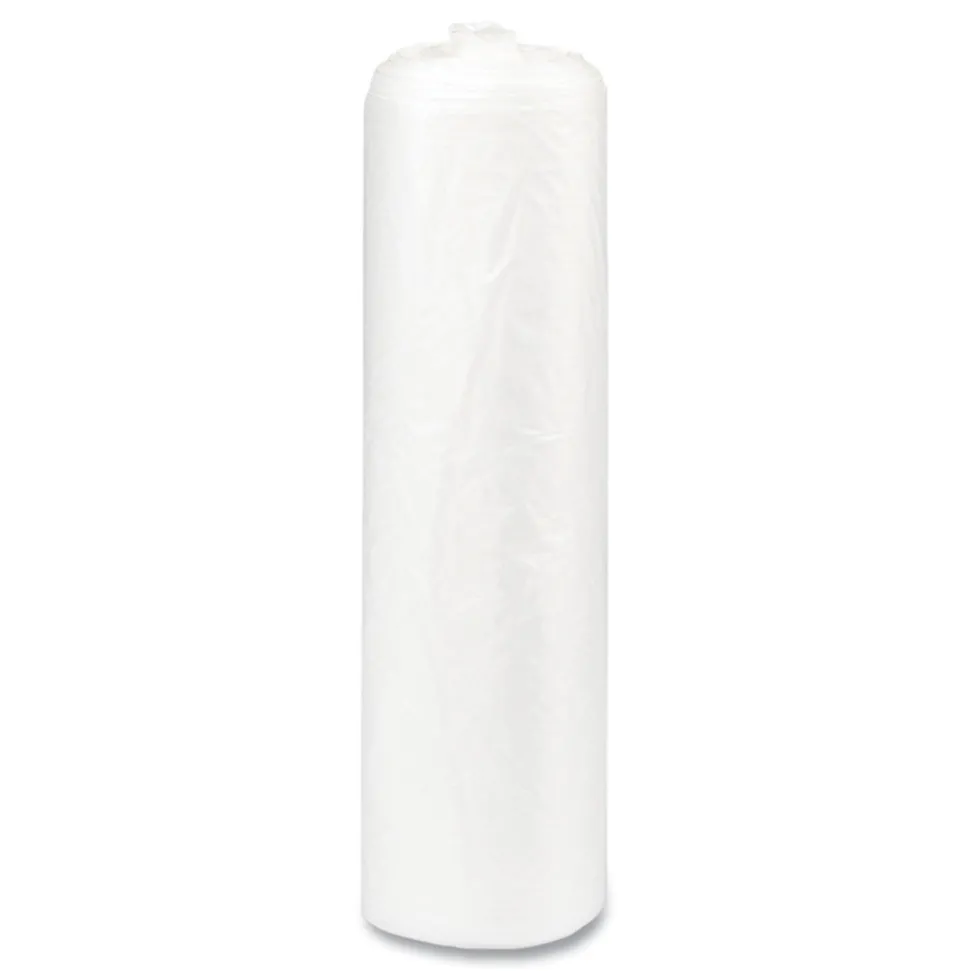 Inteplast Group 43 in. x 48 in. 56 gal 22 mic Interleaved Roll High-Density Commercial Can Liners - Natural (25 Bags/Roll, 8 Rolls/Carton)