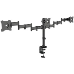 Kantek Articulating Triple Monitor 360-Degree Rotation 45-Degree Tilt 180-Degree Pan 18 lbs. Capacity Arms for 13 in. to 27 in. Monitors - Black