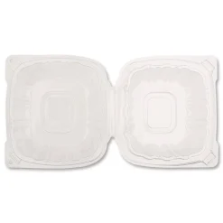 Karat Polypropylene Plastic Hinged Container 6 x 6 x 3.3 Clear Plastic 50/Pack 6 Packs/Carton