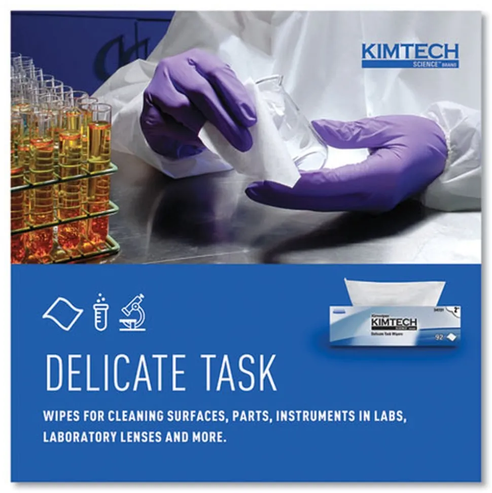 Kimtech Kimwipes 14.7 in. x 16.6 in. 2-Ply Delicate Task Wipers - Unscented, White (1350/Carton)