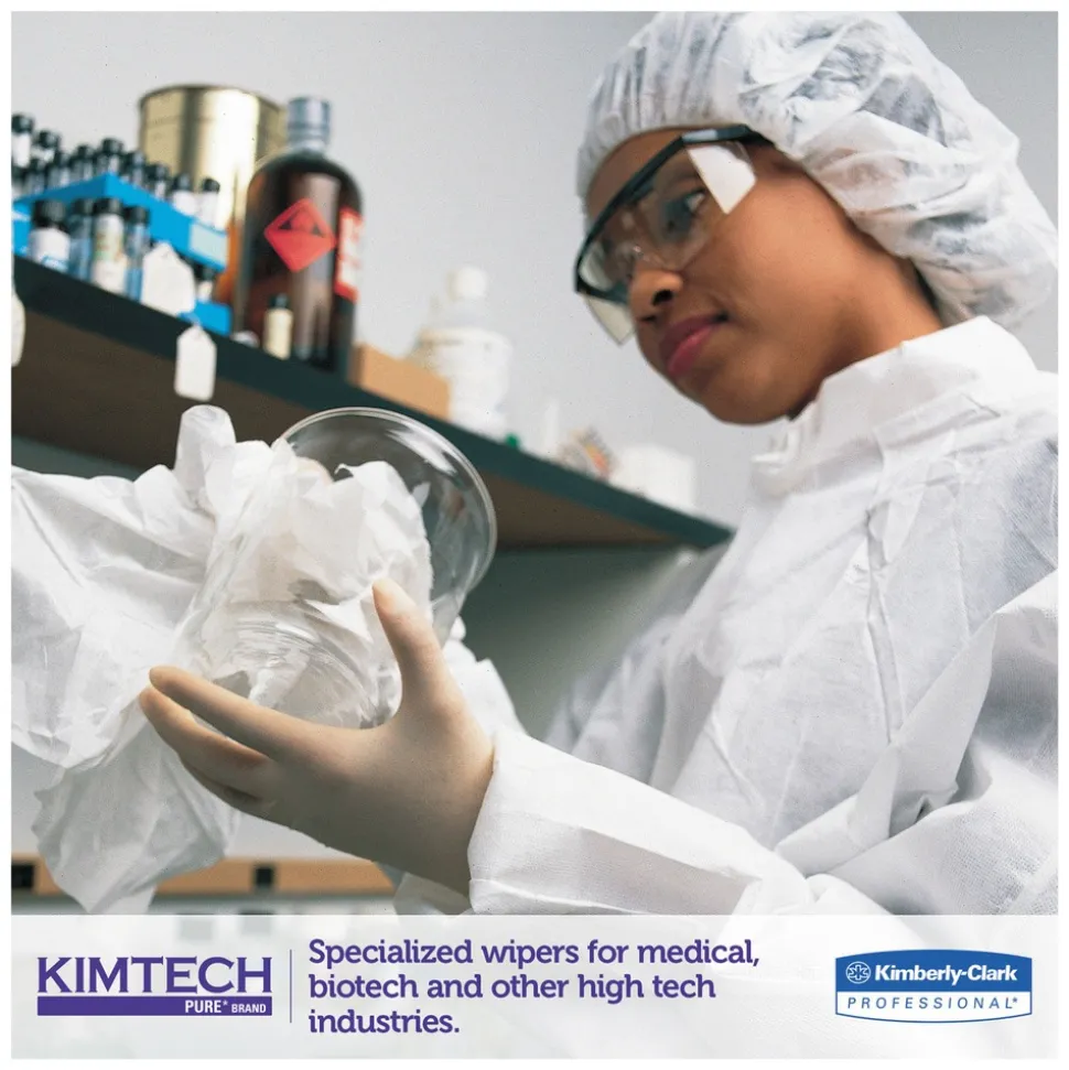 Kimtech W4 12 in. x 12 in. Flat Double Bag Critical Task Wipers - Unscented, White (100/Bag, 5 Bags/Carton)