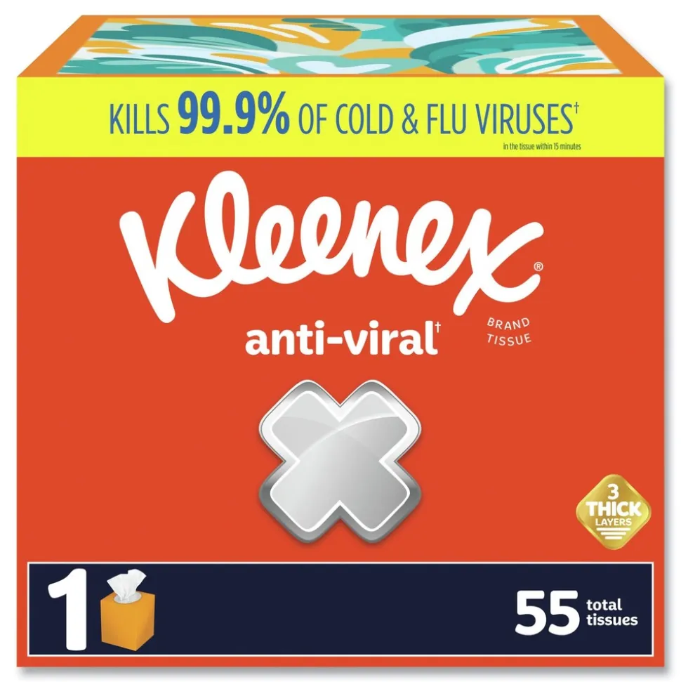 Kleenex Anti-Viral 3-Ply Facial Tissue - White (27/Carton)
