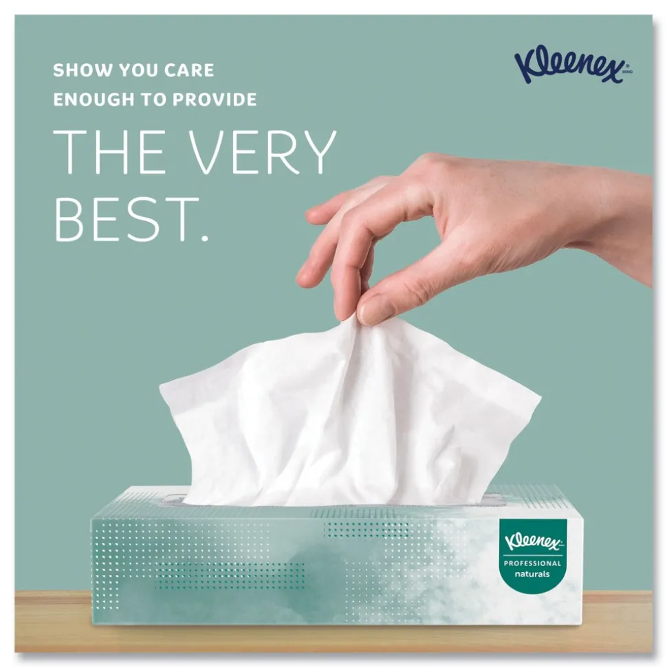 Kleenex Naturals 2-Ply Flat Box 8.3 in. x 7.8 in. Facial Tissues - White (48 Boxes/Carton, 125 Sheets/Box)