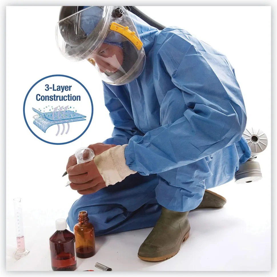 KleenGuard A40 Elastic-Cuff Ankle Hood and Back Coveralls - X-Large Blue (24/Carton)