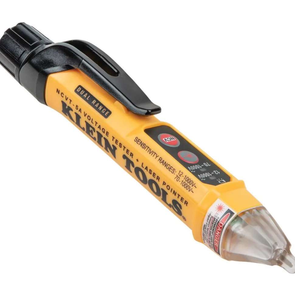 Klein Tools Dual Range Cordless Non-Contact Voltage Tester Kit and GFCI Receptacle with 2 Batteries