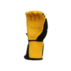 Klein Tools Soft Grain Leather Lineman Work Gloves with Padded Knuckles - Black/ Yellow, X-Large
