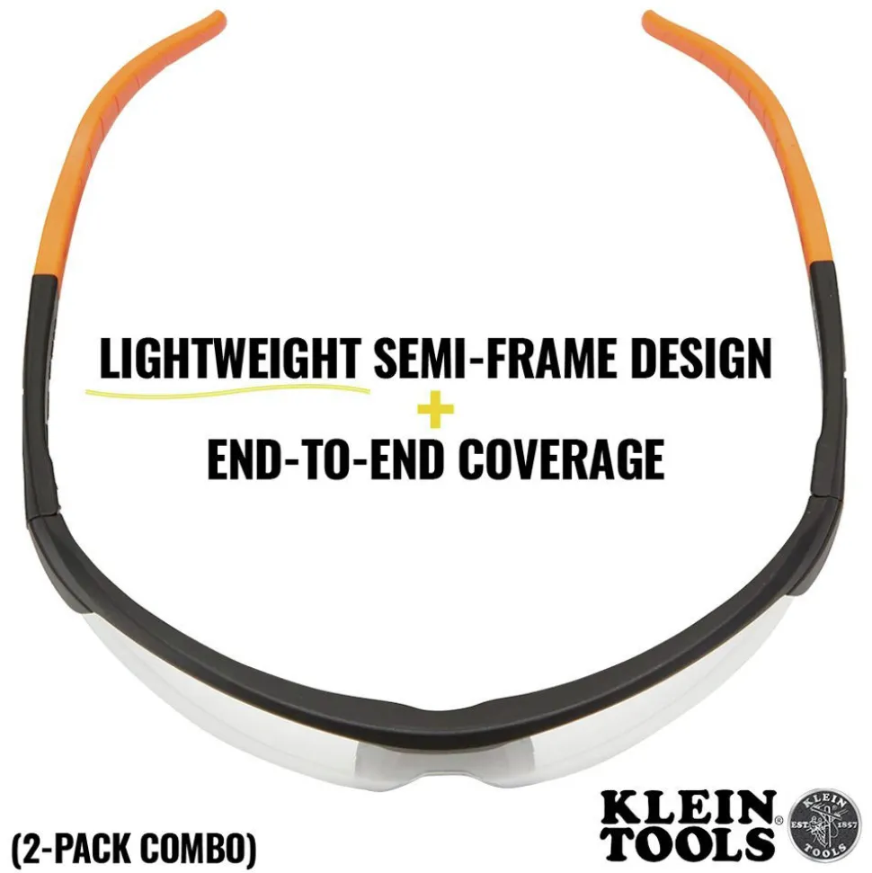 Klein Tools 2-Piece Standard Semi Frame Safety Glasses Combo Pack - Clear/Gray Lens
